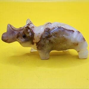 Carved Stone Figurine 2" Rhino Miniature Rhinoceros Onyx?
